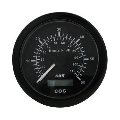 GPS-спидометр аналоговый 0-60 узлов, черный циферблат, нержавеющий ободок, выносная антенна, д. 85 м